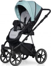 Дитяча коляска 2 в 1 Riko Side 03 Mint (чорна шкіра - мятна тканина)